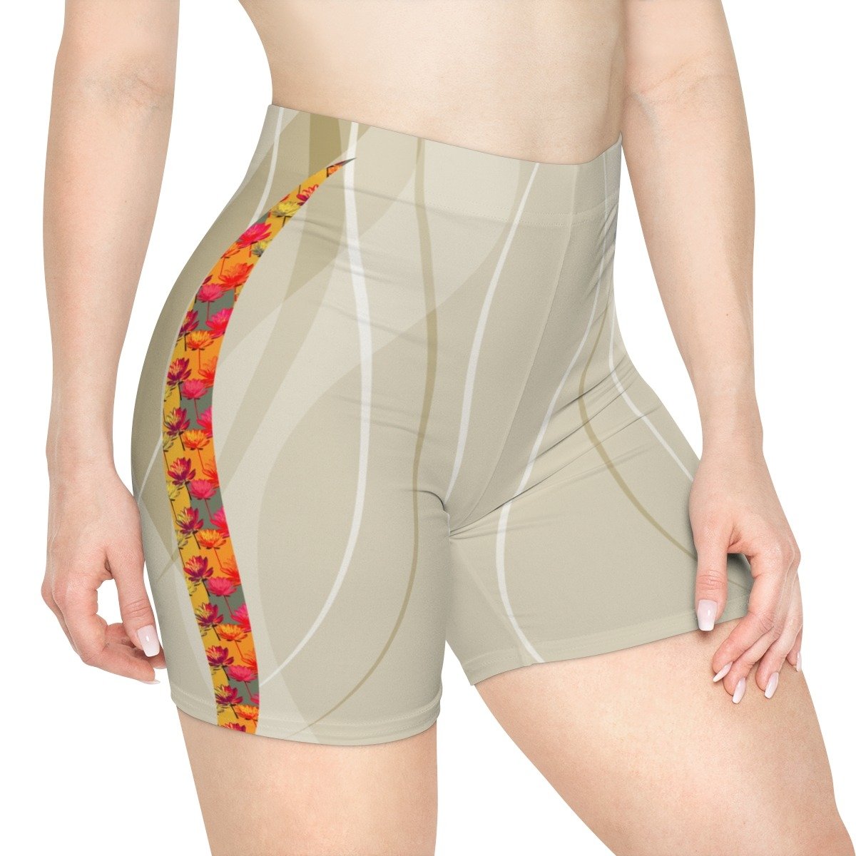 Sacred Bloom Lotus Flower Regular-Waist Spandex Shorts - Image 4