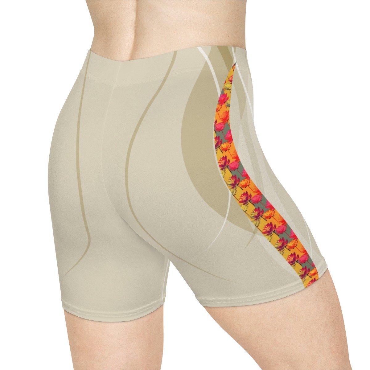 Sacred Bloom Lotus Flower Regular-Waist Spandex Shorts - Image 5