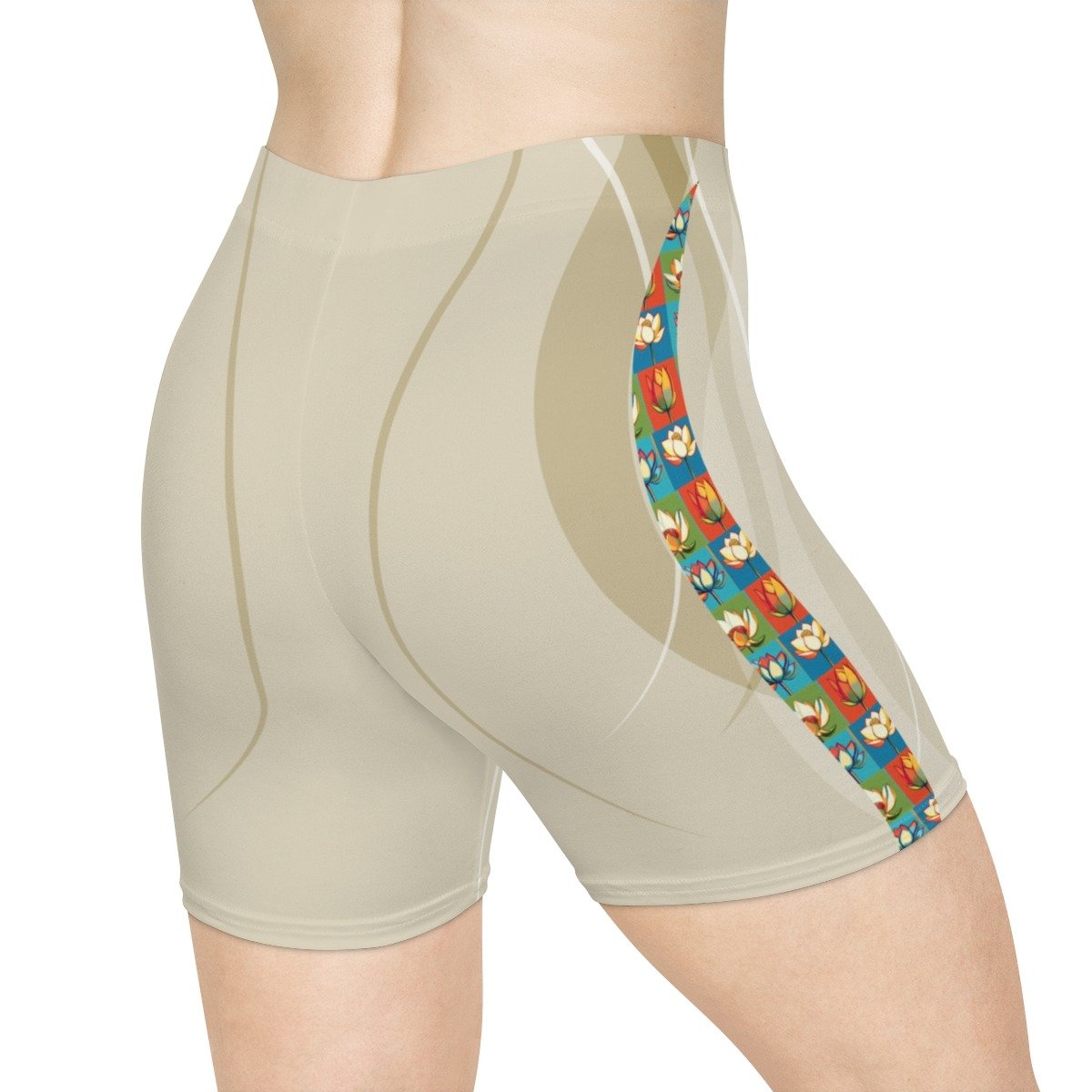 Sacred Bloom Lotus Flower Regular-Waist Spandex Shorts - Image 10