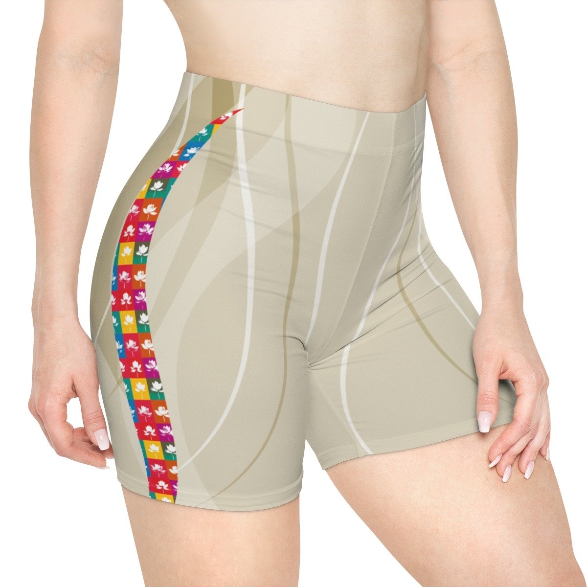 Sacred Bloom Lotus Flower Regular-Waist Spandex Shorts - Image 14