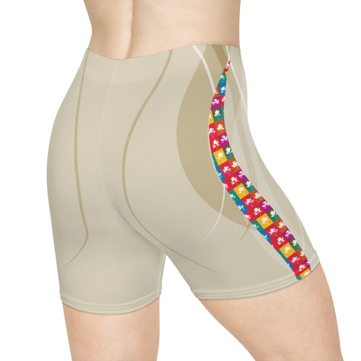 Sacred Bloom Lotus Flower Regular-Waist Spandex Shorts - Image 15