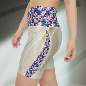 Cherry Blossom Drift High-Waist Spandex Shorts
