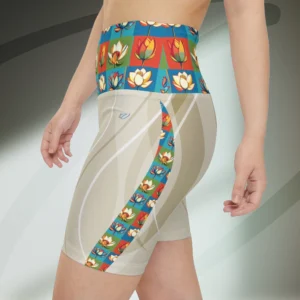 Sacred Bloom Lotus Flower High-Waist Spandex Shorts